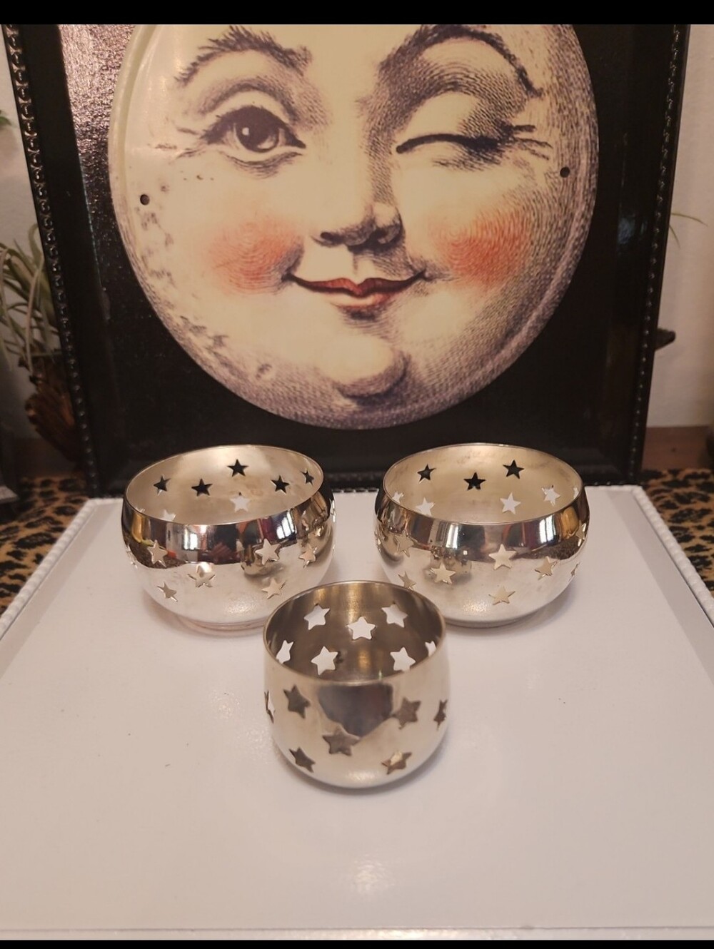 Silver Star Cutout Tea Light Holders - Set of 3